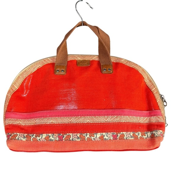 Fossil Handbags - Fossil Key-Per Vintage Inspired Coated Canvas Dome Satchel – Orange Multi